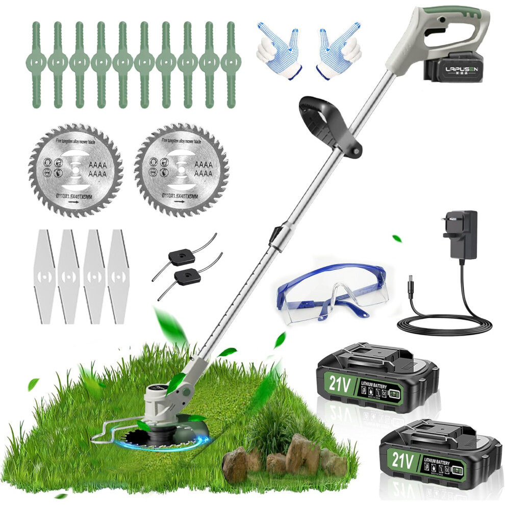 Metal Blade Cordless Strimmer 21v Grass Trimmers With 1 Pruning Shears 16 Blades 15cm Cutting Diameter Cordless Strimmer