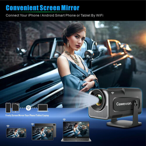 (Black) Mini Projector,HY320 Mini Portable Projector, 4K 200 ANSI Smart Projector with Android 11.0,Wifi 6 and Bluetooth 5, Auto Keystone Correction 2
