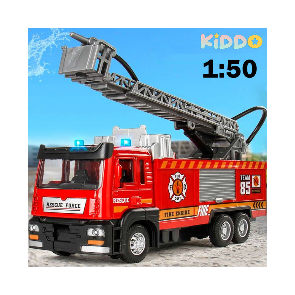 (plastic tanker) 1:50 Fire Truck Alloy Diecast Simulation Sprinkler Toy with Light Music-image-OPC-PGGC96W-NEW