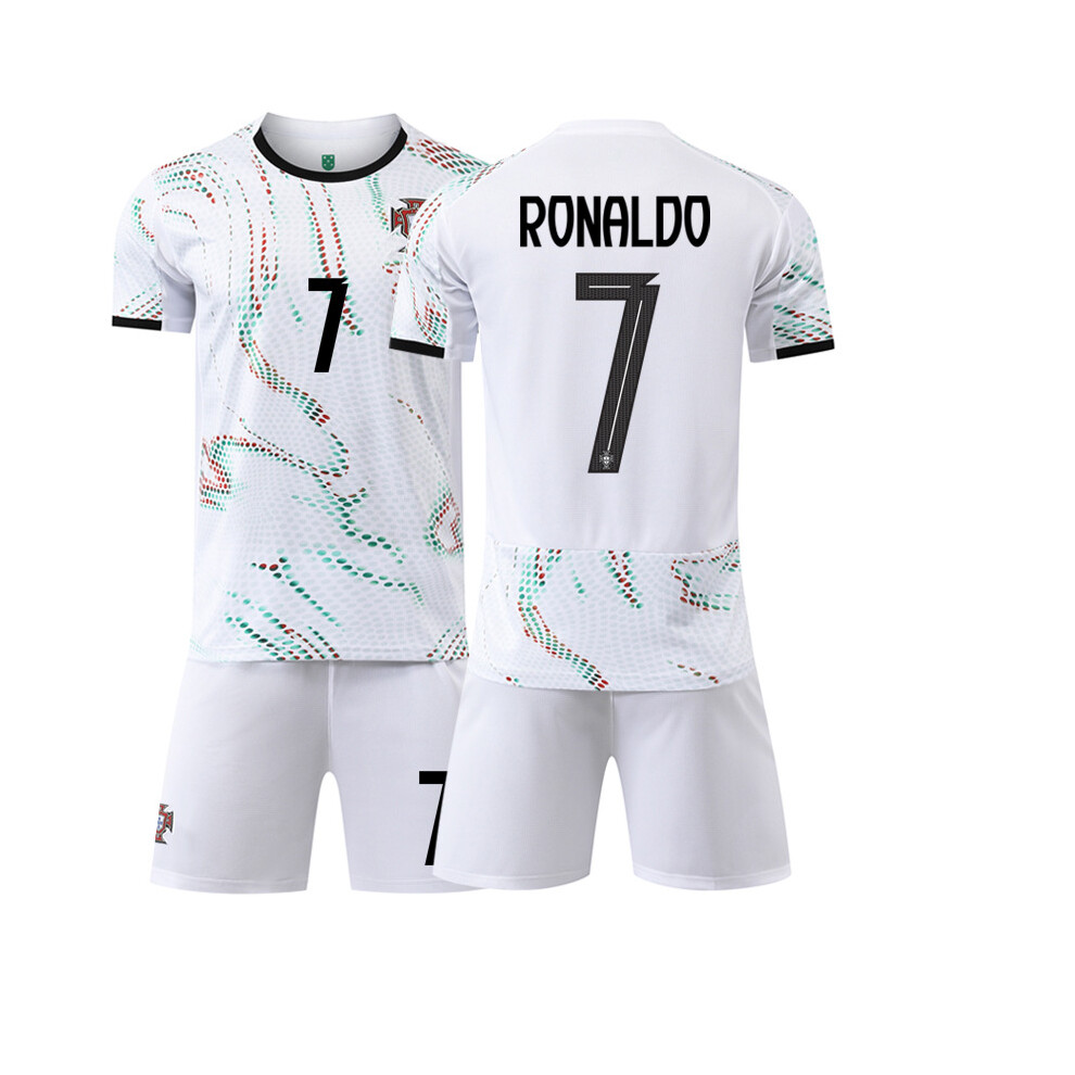 (As shown in the picture, #22) 2025-26 New Mens/Kids Soccer Jersey Portugal away white football uniform suit #7 Ronaldo #10 Bernardo Football Youth Jerseys