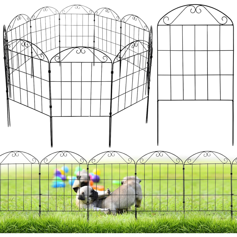 10 Pack Decorative Garden Fence Metal Rust-Proof Iron No-Dig Landscape Wire Folding Fence Decorative Panels
