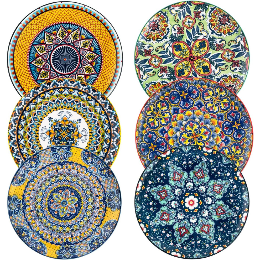 (Bohemia-tellerset-10.5 Inch) Porcelain Dinner Plates, 27 cm Coloured Salad Plates Ceramic Dessert Plates