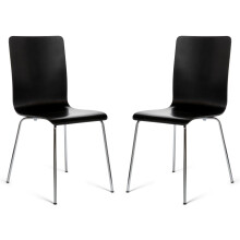(Black, 2) Dining Chairs Chrome & Bentwood Cafe Style Madison