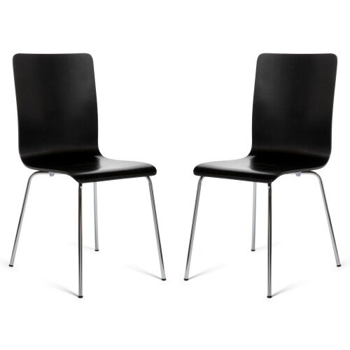 (Black, 2) Dining Chairs Chrome & Bentwood Cafe Style Madison