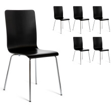 (Black, 6) Dining Chairs Chrome & Bentwood Cafe Style Madison