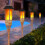 Bamboo Solar Flame Torch Lamp, Waterproof LED Garden Light 3