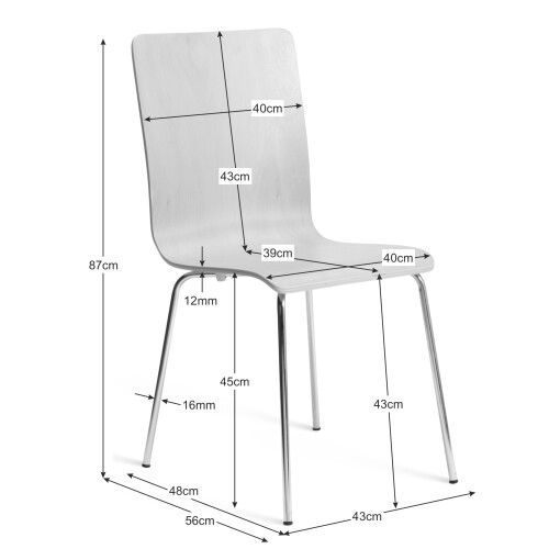 (White, 2) Dining Chairs Chrome & Bentwood Cafe Style Madison 2