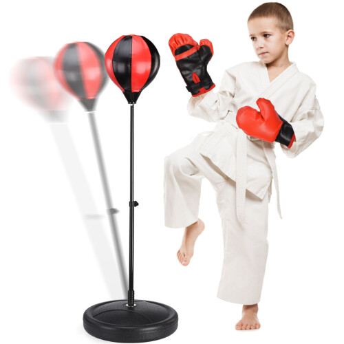 Kids Boxing Set with Adjustable Stand and Gloves 2