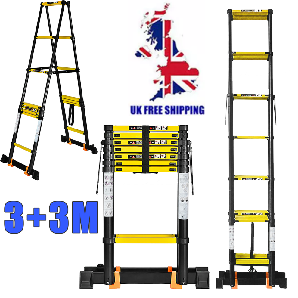 A Frame Ladder 3M+3M Aluminium Telescopic Folding Ladders Extendable