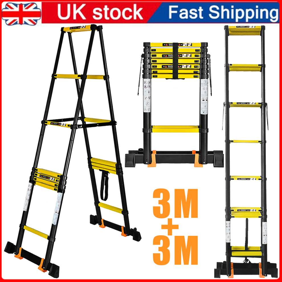 3M+3M A Frame Ladder Telescopic Folding Aluminium Extendable Ladders