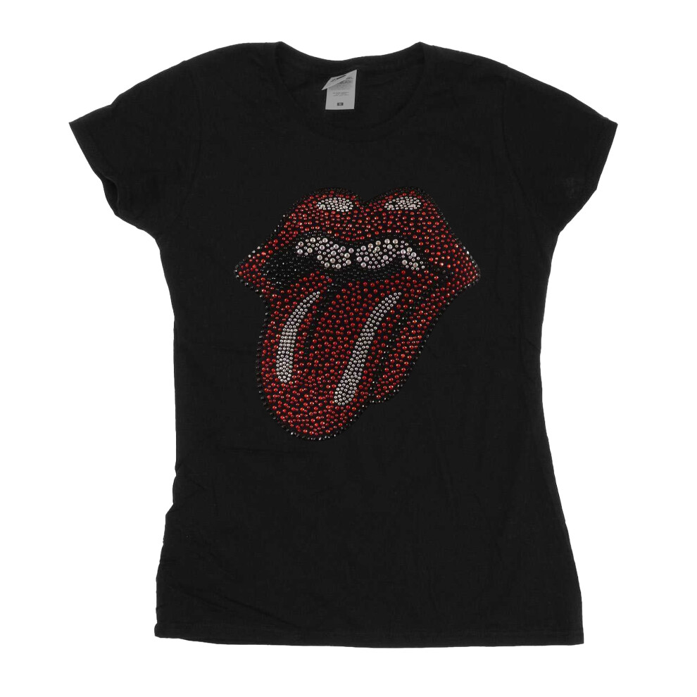 Rolling Stones Women's Black (L, ) The / Classic Tongue Diamante T-Shirt