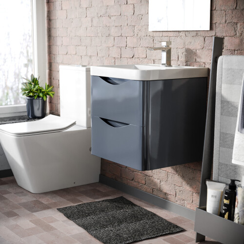NES Home Nes Home Grey 500mm Wall Hung Basin Vanity Unit 2