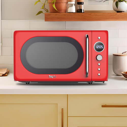 Koolatron Retro Microwave Oven, 20L 700W, 8 Pre-set Modes, Red 2