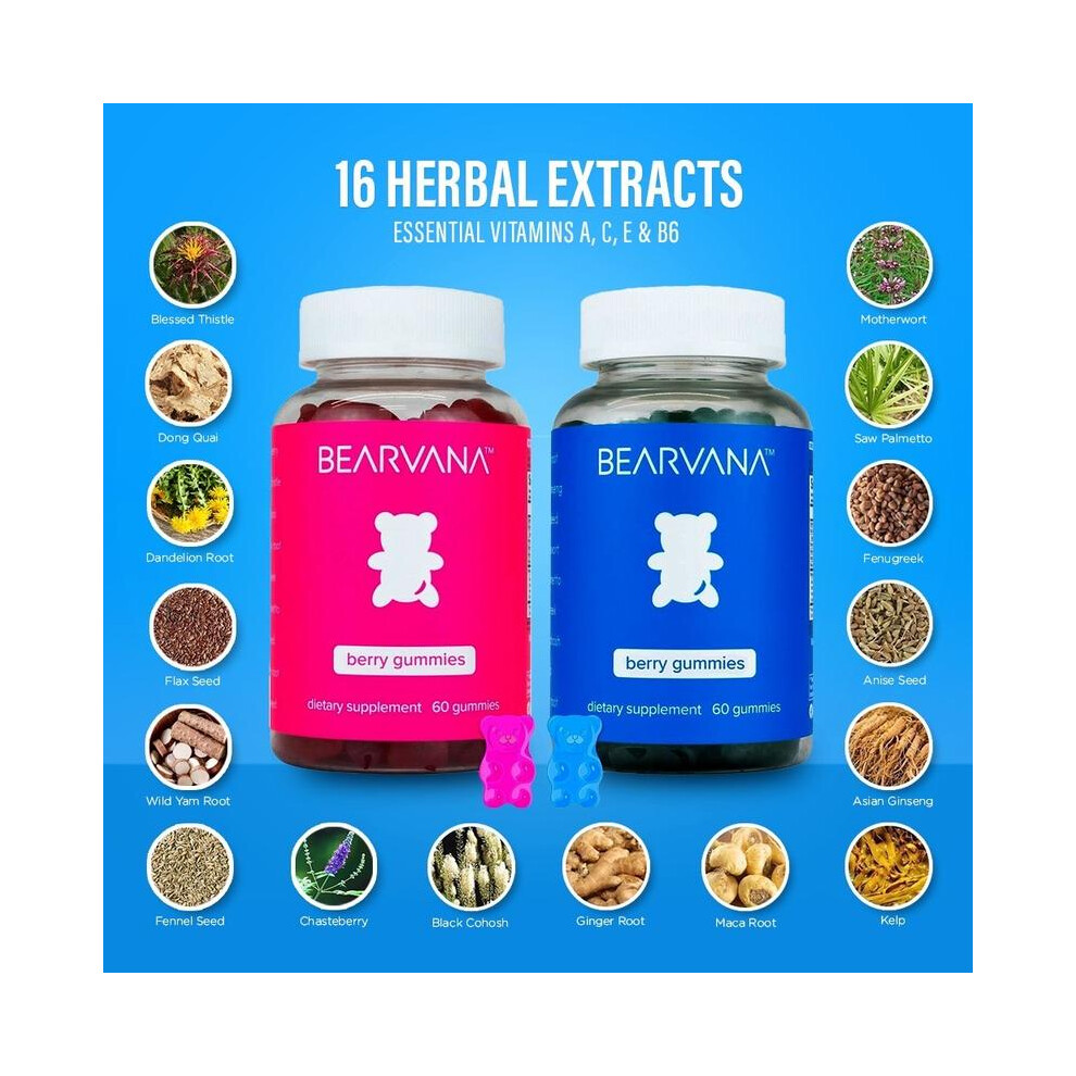 BEARVANA Gummies Combo Pack - Fitness Aid - Women's Support Supplement - Berry Flavor - Herbs & Multivitamins