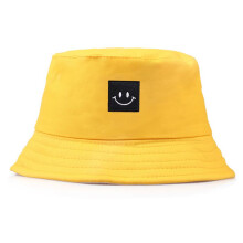 (Yellow)Smiley-Gesicht-Patch faltender Fischerhut Unisex Herren Damen Strandmütze Sonne