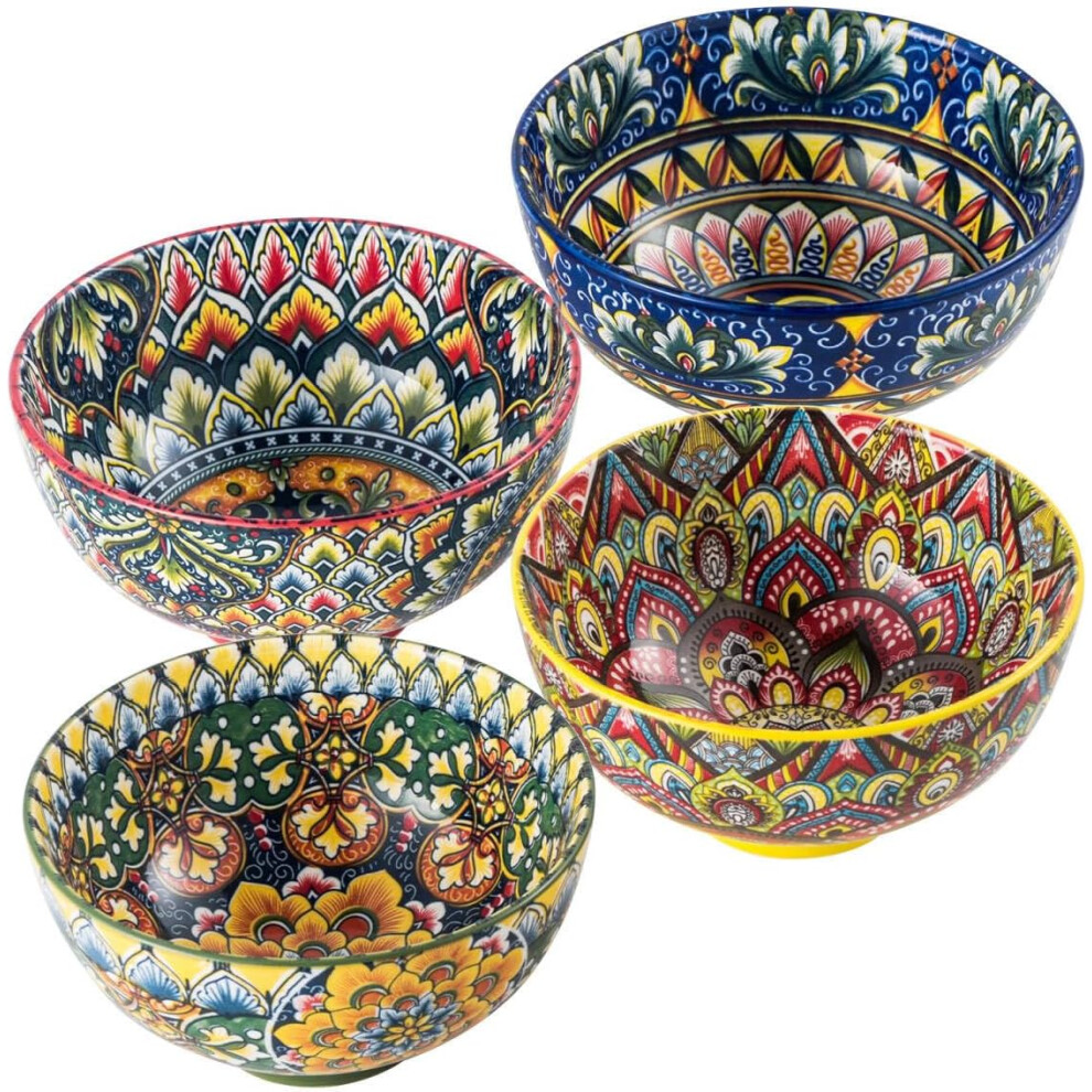 Soup Bowls Set, 4-Piece Porcelain Dessert Bowl for Soup/Cornflakes/Breakfast/Ice Cream, Colorful Bowl for Side Dish Snack Appetizer