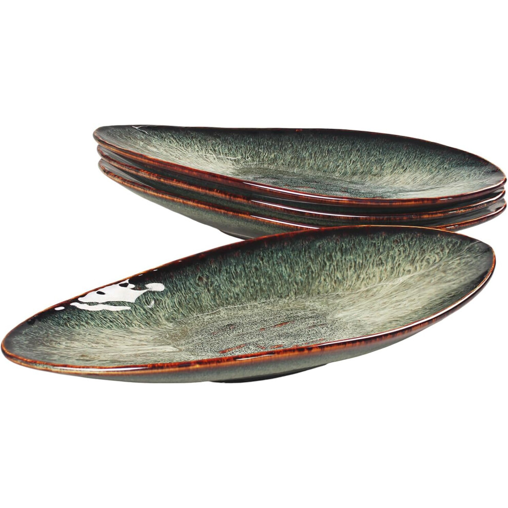 (Black 33.7 Cm) Serving Platter Olives Plate Large Serving Tray, Set of 4, for Entertaining, Porcelain Trays for Platters, Salad, Plates, Serving,Appetizer