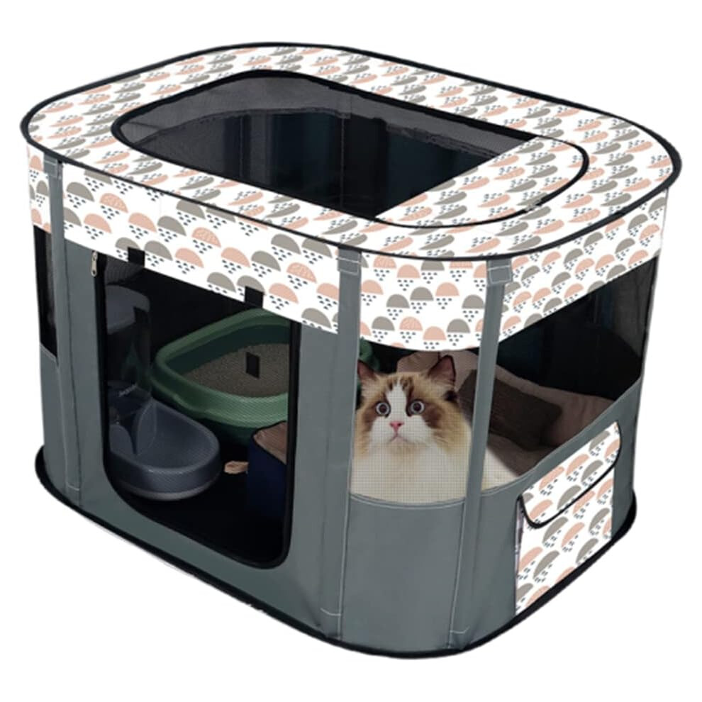 (Gray, L/90*70cm) Portable Doghouse Pet fence Foldable Pet playpen Rectangle Delivery Room Cat den Cat hut Puppy pen Kennel Closed Pets Tent with carry bag