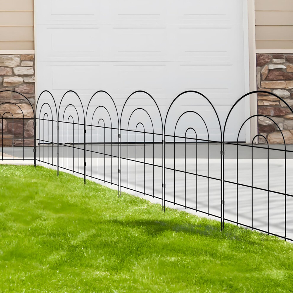 (60cm H × 33cm W (10 Panels，Total Length 3.3m)) Decorative Garden Fence 61cm H x 33cm W (10 Panels, Total Length 3.3m) Metal Fence No Dig Fence Outdoor Fence Border Fence Dog Fence for Flower Bed,
