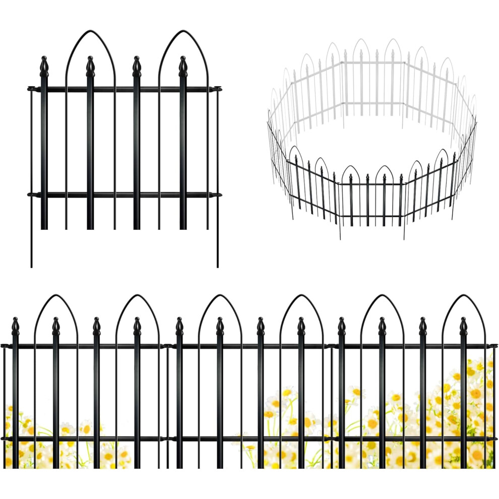 (24in X 24in) Metal Decorative Garden Fence Metal Border Folding Fence, Landscape Fencing for Dog, Pet, Flower Bed, Yard, Animal Barrier (24in X 24in)