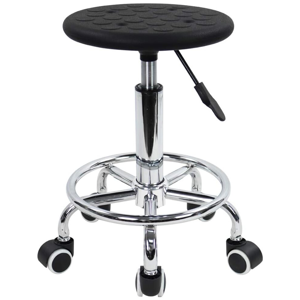 (Black) Foam Rolling Stool with Footrest Height Adjustment Swivel Laboratory spa Salon Tattoo Work Anti-Static Stool Small (Black)
