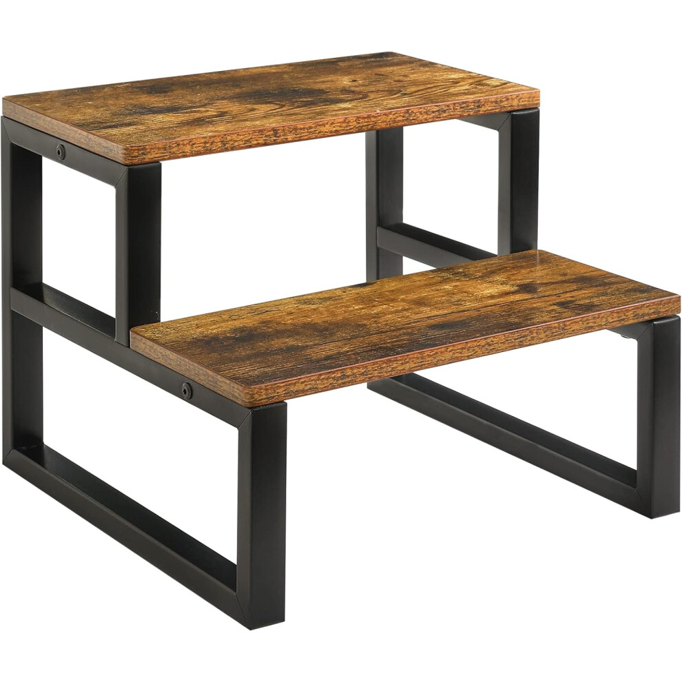 (Two Step Stool) Wooden Step Stools for Adults Kids, Heavy Duty 2-Step Stool with 500 Lbs Capacity