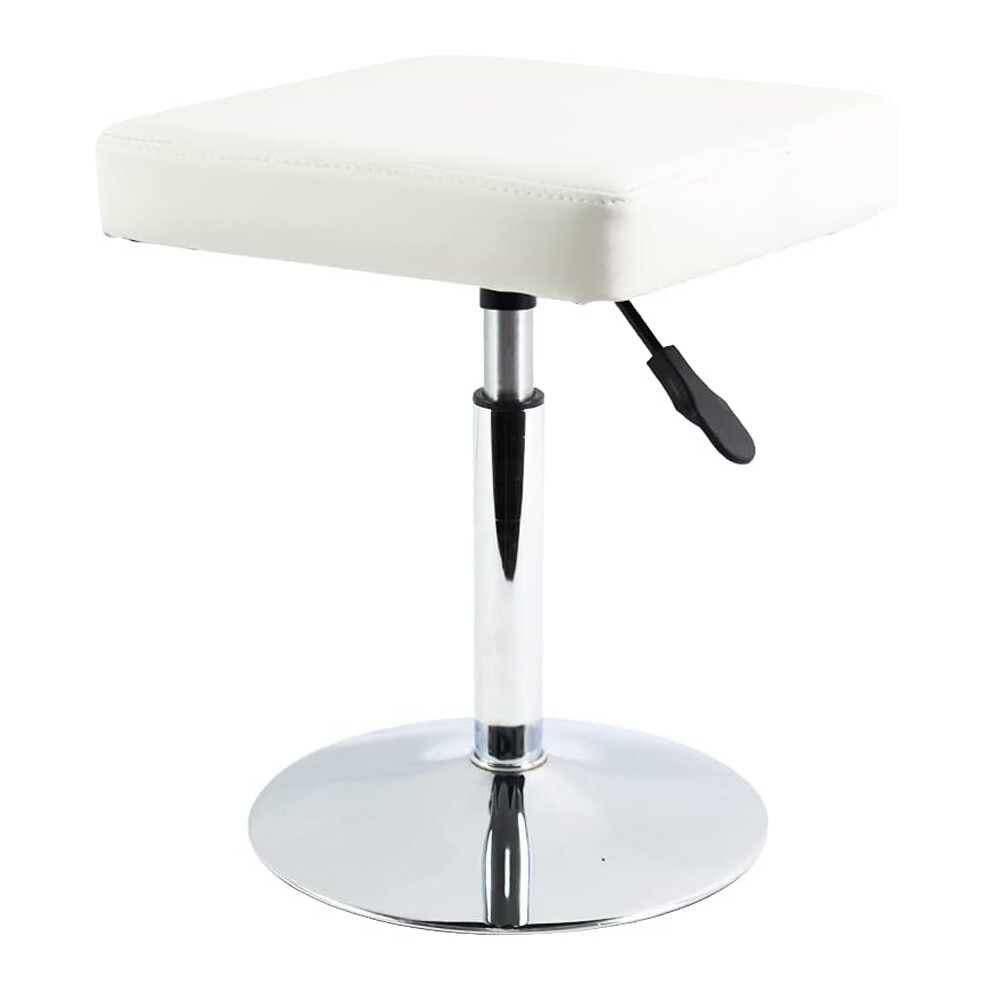 (White) Leather Square Cutting Stool Height Adjustable Swivel Workshop Barber Shop Beauty Spa Drafting Tattoo Work Stool Short Task Chair Small(White)