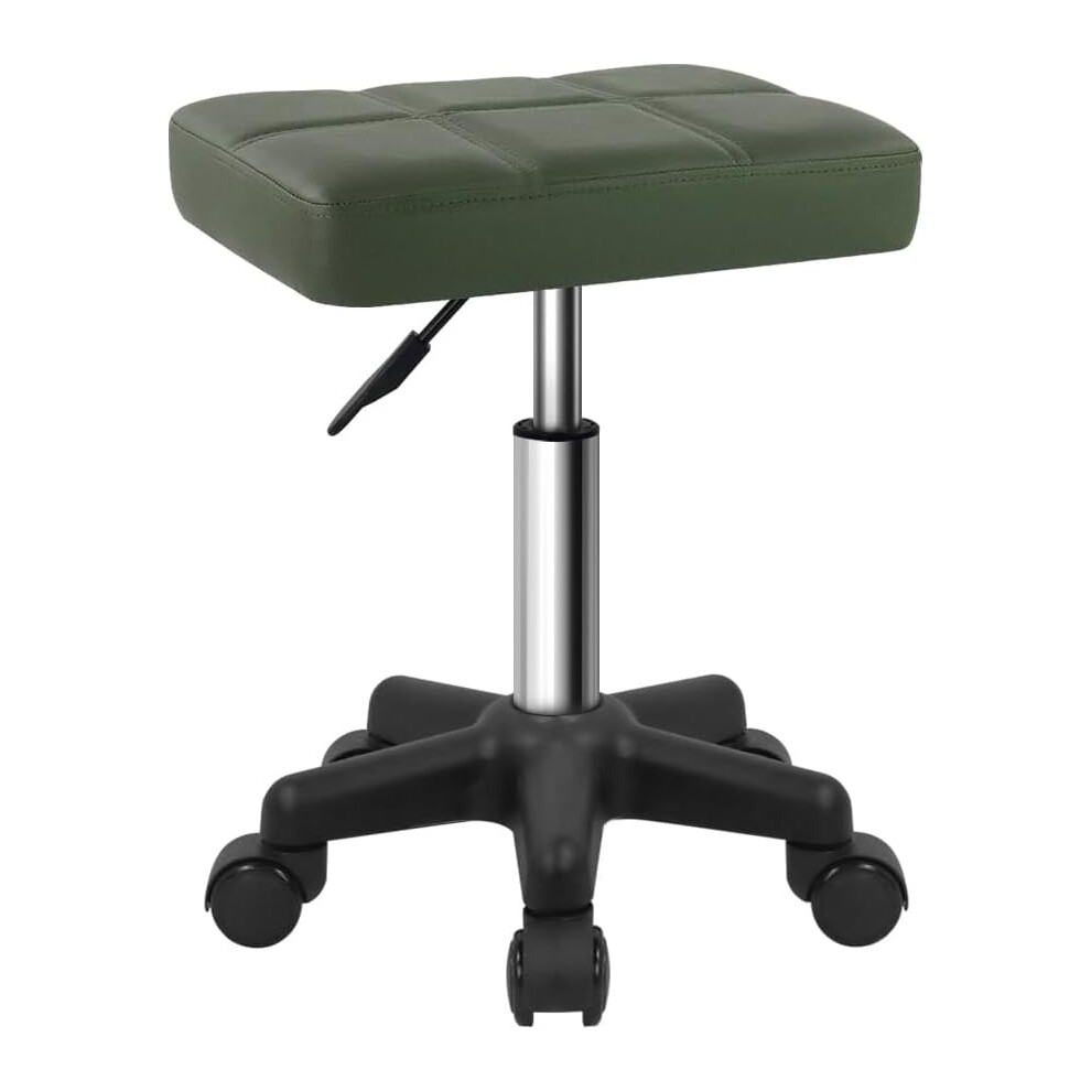 (Green) Rectangle Rolling Stool with Wheels Swivel Stool Chair Spa Stool for Salon Massage Home Kitchen Dark Green