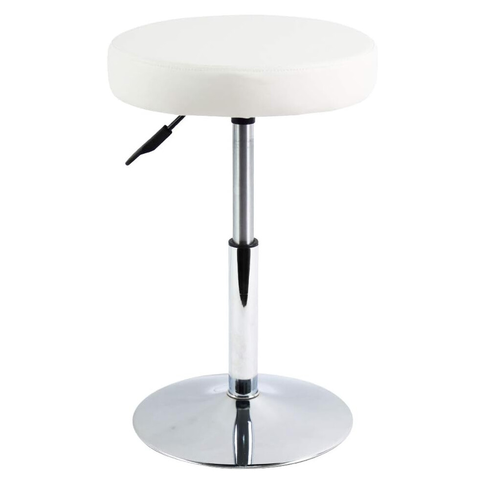 (White) Leather Round Barber Shop Stool Height Adjustable Swivel Workshop Barber Shop Home Kitchen Short Bar Stools without Backrest Stool Small(White)