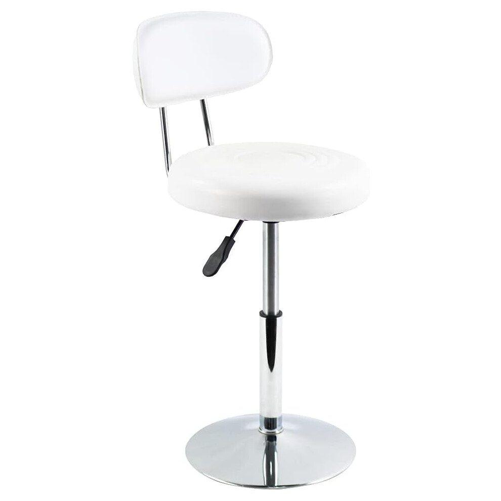 (White) Leather Work Chair for Barber Shop Salon Beauty Task Drafting Salon Stool Swivel Shop Stool with Backrest Small (White)