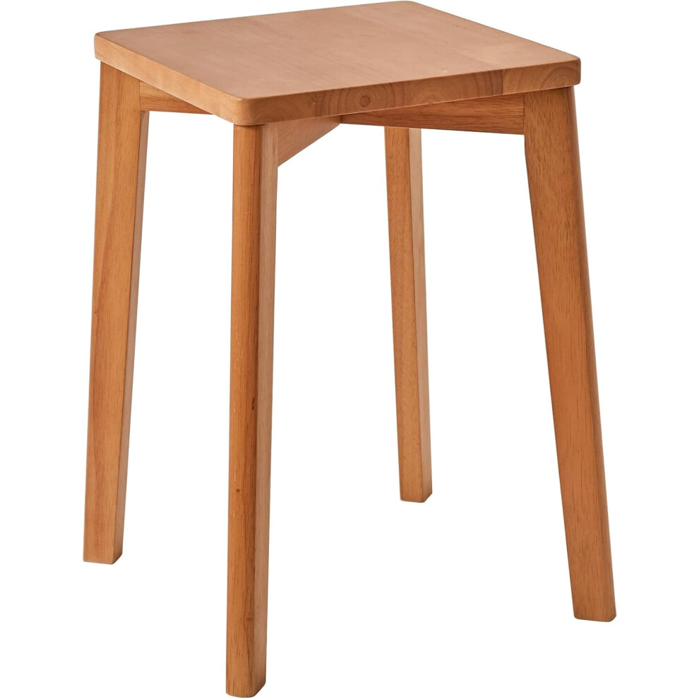 (1, Cherry Wood) Square Wooden Stool, Stacking Stools, Solid Wood Makeup Stool