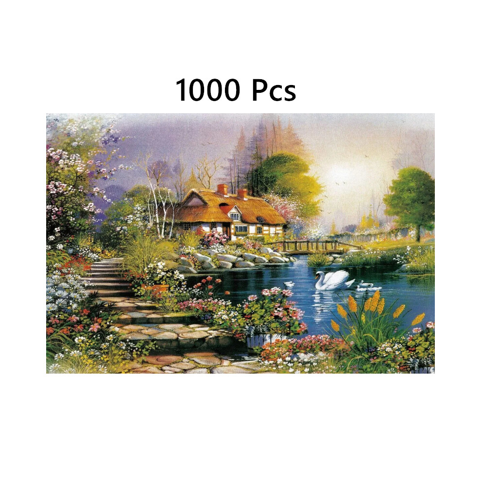 (Swan Lake) Pcs Village 1000 Puzzle England Cottage Jigsaw Educational Toy Kids Adults Gifts