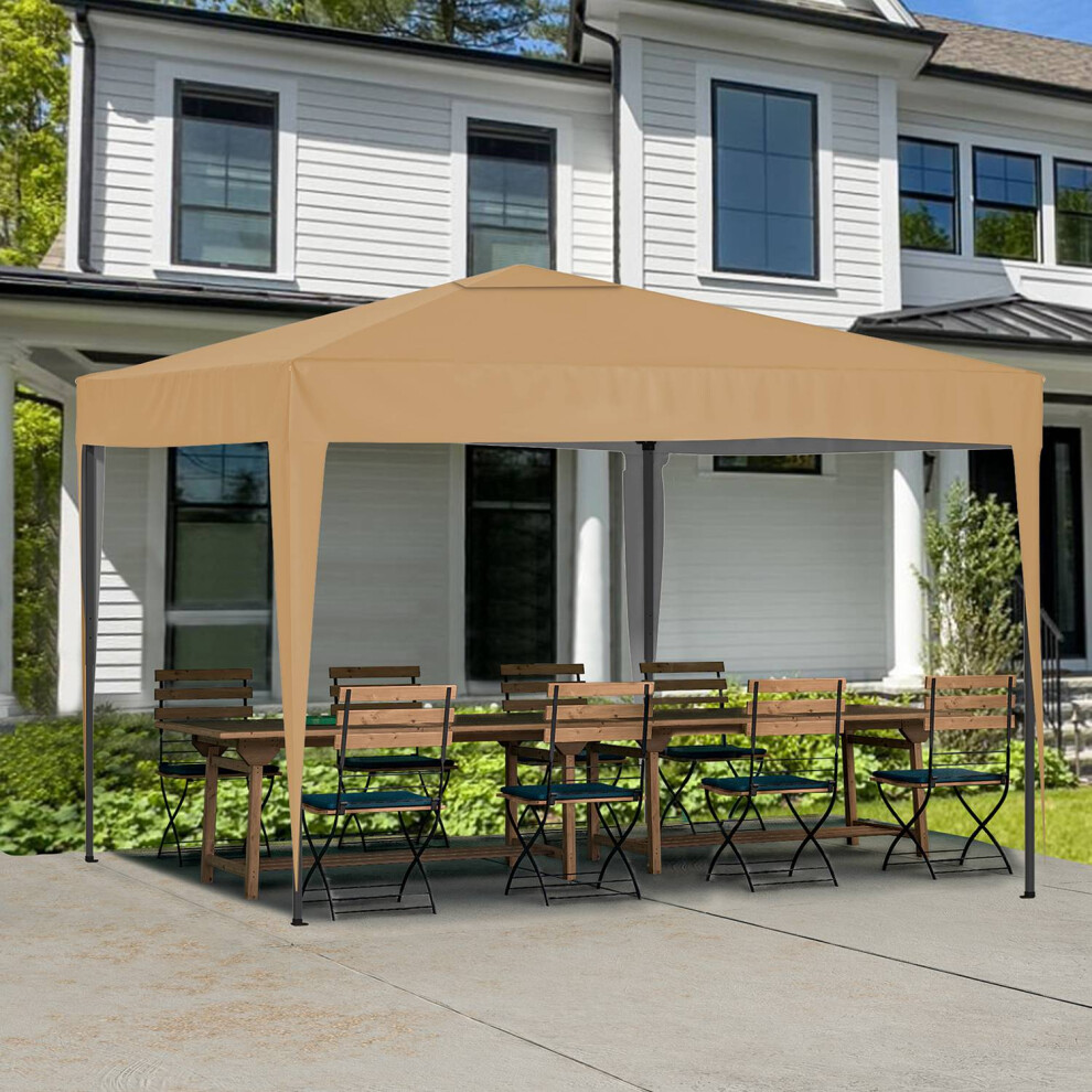 (Beige) Birchtree Waterproof Pop Up Garden Gazebo - 3 x 3m