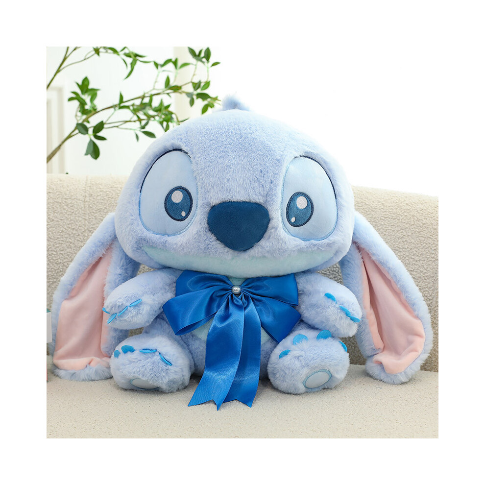 (Couple 30Cm) Stuffed Toy Stitch Cute Alien Monster Bow Tie Stitch Stuffed Doll Stitch Blue