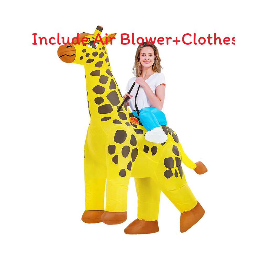 (Giraffe, Height 150-190cm) Koala Unicorn Giraffe Pig Tropical Fish Cosplay Inflatable Suit Halloween Easter