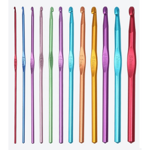 12Pcs Metal Handle Crochet Hook Knitting Needles Set (2mm-8mm) 1