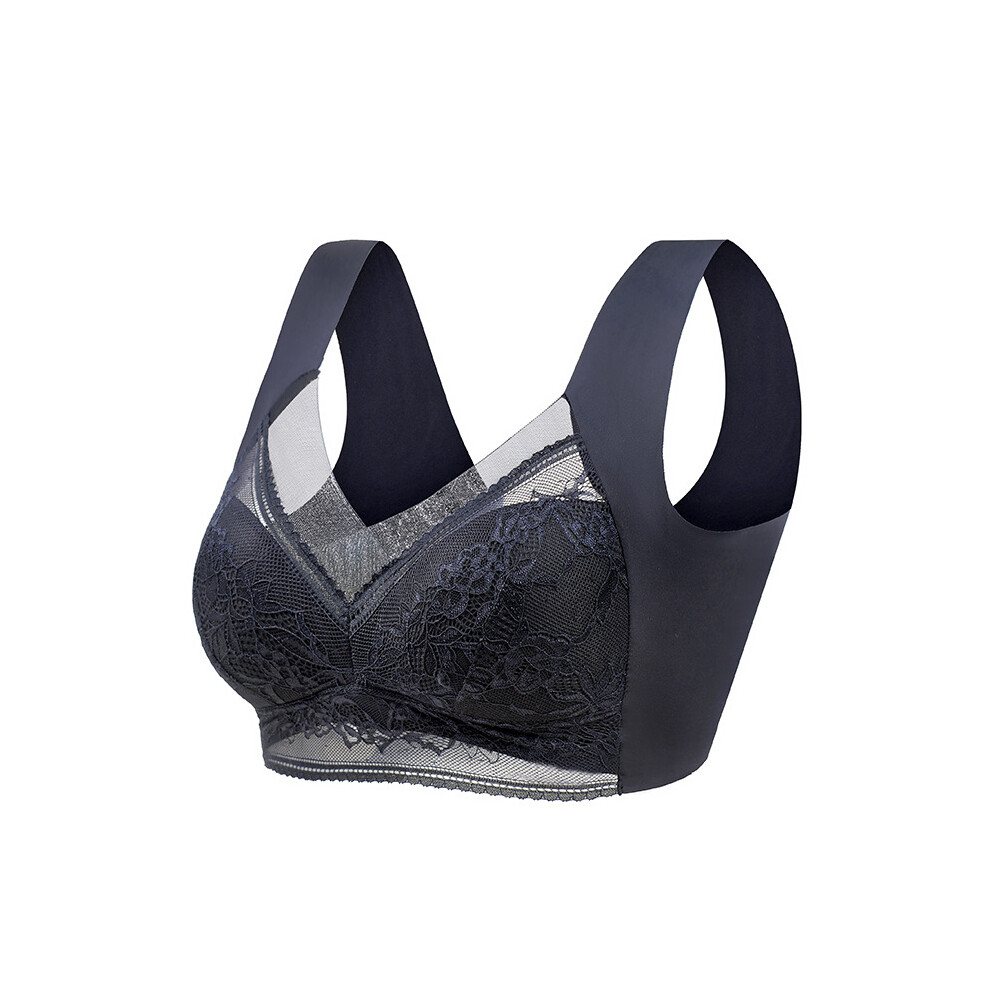 (Black, 3L 60-70kg) L-6L Women Bra Push Up Ice Silk Bralette Lace Summer Bras Plus Size Underwear