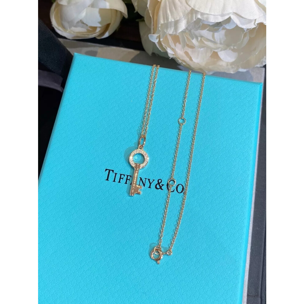 Tiffany & Co. Women's Gold and Diamond Key Necklace