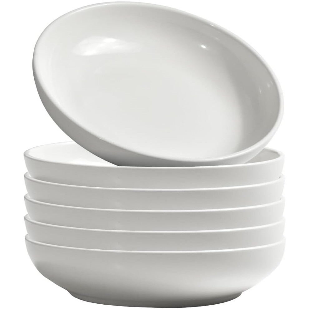 Pasta Bowls, 30 Ounces Porcelain Serving Bowls for Salad, Soup, Spaghetti, Pasta, Set of 6-White
