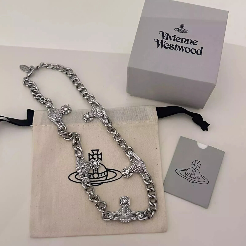 Vivienne Westwood Belt Silver Necklace Chocker With Full Packaging With Gift Box