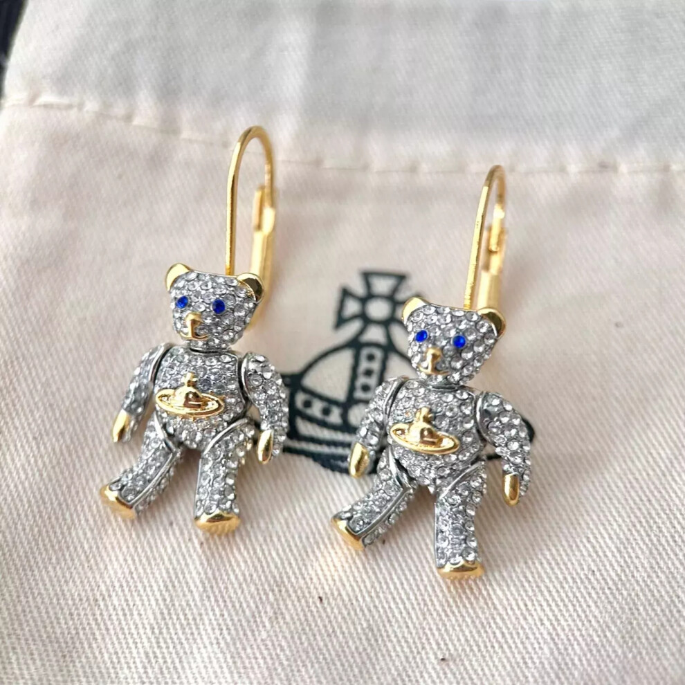 Vivienne Westwood Gold-toned Little Teddy Bear Drop Earrings With Box