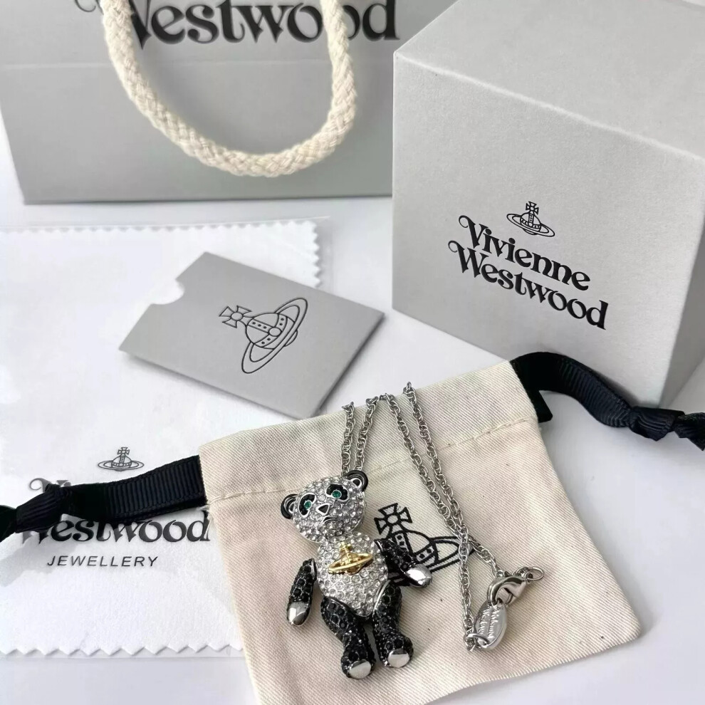 Vivienne Westwood Gold Tone Teddy Bear Orb Necklace With Box