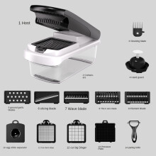 Groente Chopper, 14-in-1 keuken Mandoline Vegetable Slijplicaal voor ui Veg Garlische Knoflook Aardappelsalade Mini Dicer Chopper Cutter