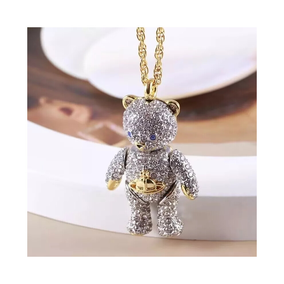 Vivienne Westwood Gold Tone Teddy Bear Orb Necklace With Box