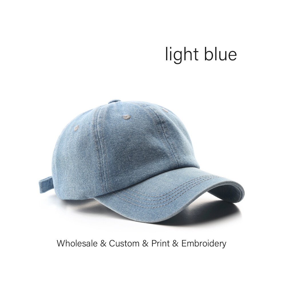 (light blue, Embroidery-Buy 1-3Pcs) Hat Logo Embroidery Baseball Cap for Men and Women DIY Brand Design Print Summer Denim Sun Hats Unisex-image-OPC-PGGGB8T-NEW