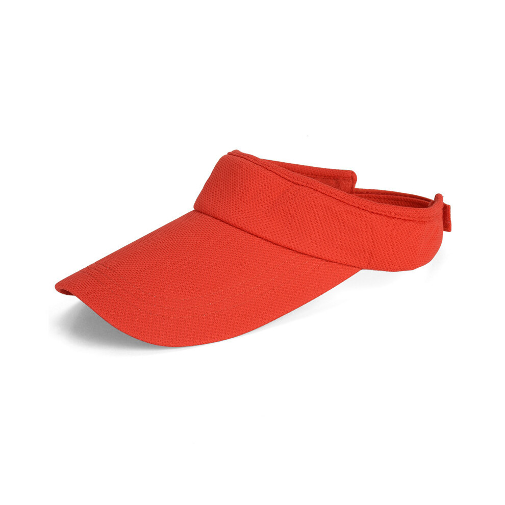 (Red, One Size) Women's Summer Sun Visor Hats Long Visors Empty Top UV Sun Protection Solid Caps Men's Sports Visor Cap Cheap-image-OPC-PGGGFNX-NEW