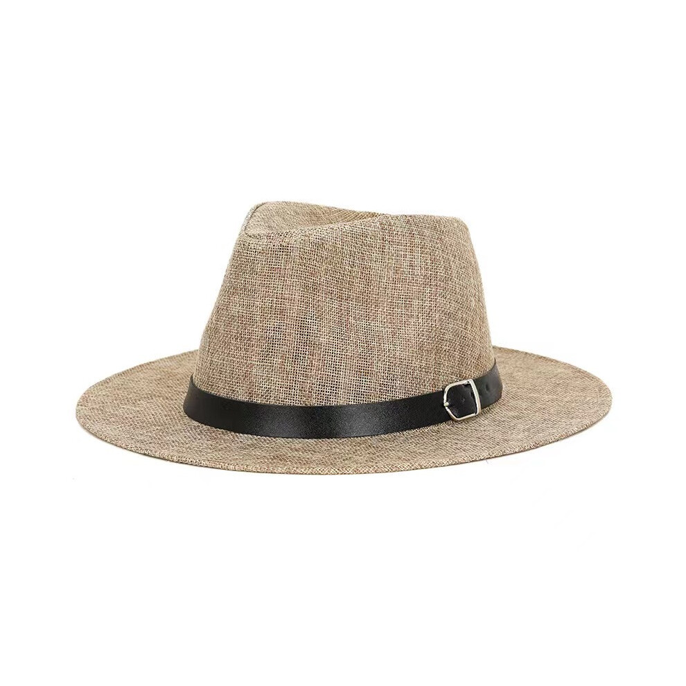 (as picture 04, 56 cm) Summer hat men's Linen sun visor Panama flat edge British jazz hat high end sun protection gentleman hat Outdoor sun hat-image-OPC-PGGGHJG-NEW