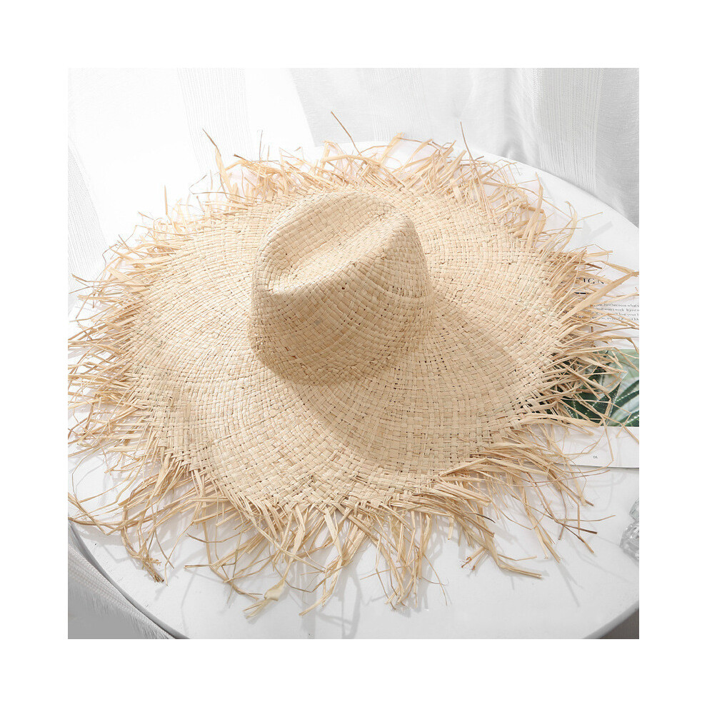 (jazz top A) New Natural Raffia Hat Women Summer Hand Woven Straw Hat Gilrs Holiday Sun Hat Wide Brim Sun Hat Floppy Panama Travel Beach Hat-image-OPC-PGGGJGX-NEW