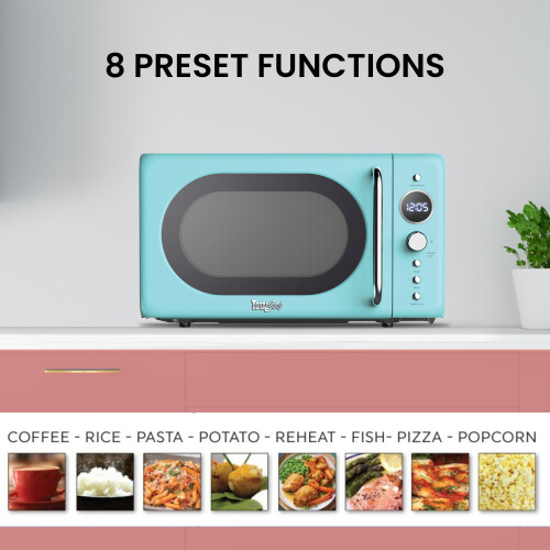 Koolatron Retro Microwave Oven, 20L 700W, 8 Pre-set Modes, Blue 2