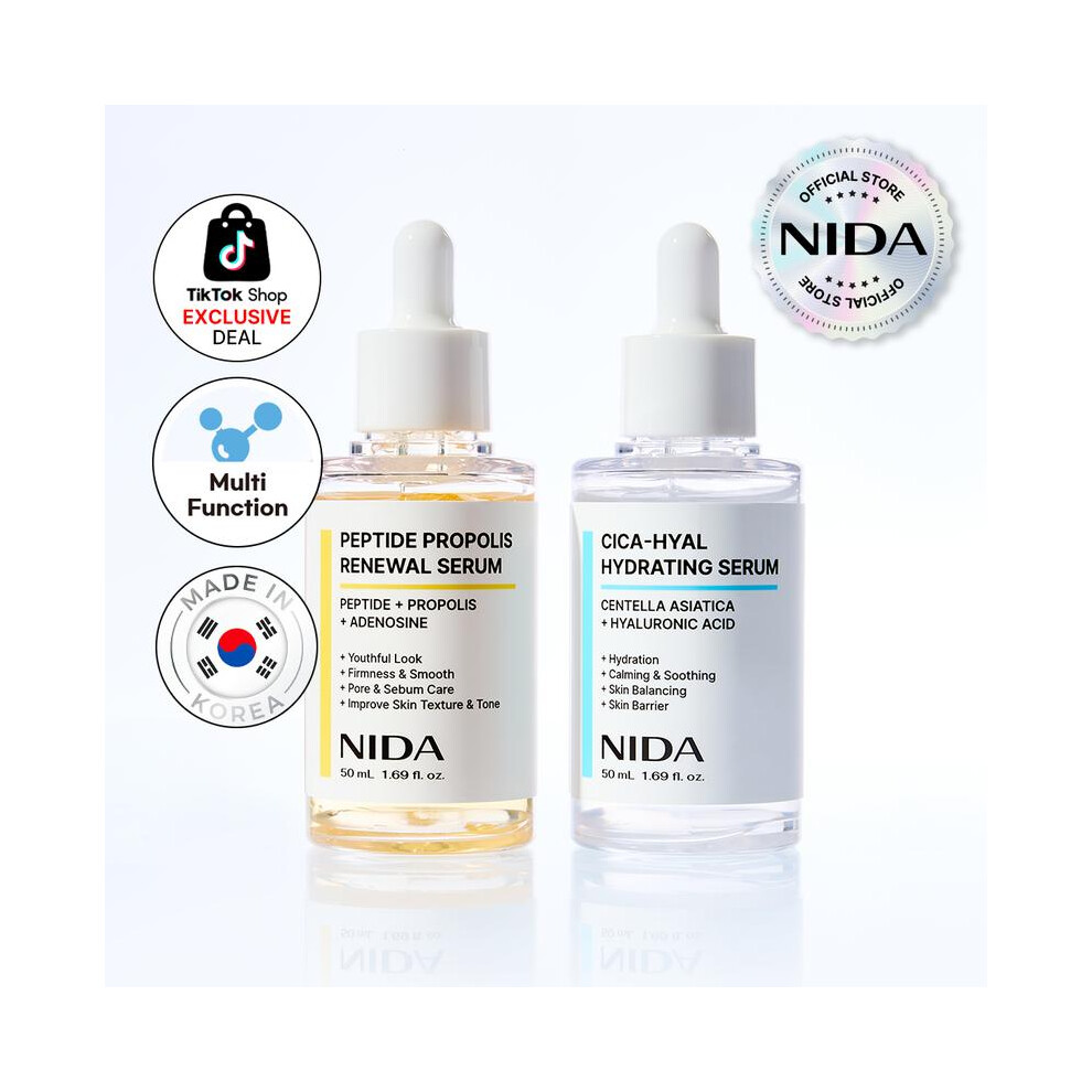 NIDA Hydrating Renewal Serum(s) CICA Hyaluronic acid Peptide Propolis Dry Skin Wrinkles